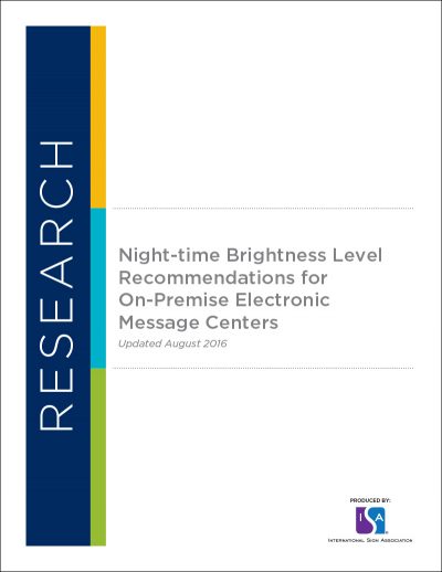 Night-time Brightness Level Recommendations for On-Premise Electronic Message Centers (EMCs)