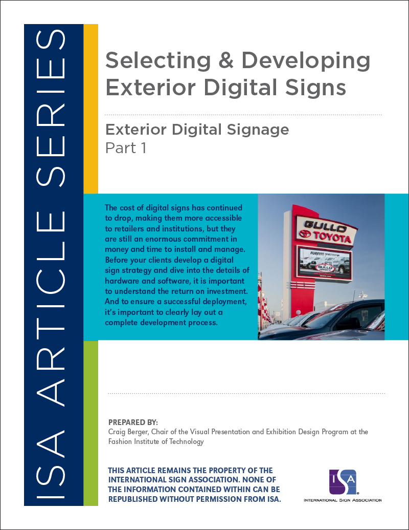 Exterior Digital Signage, Article Series: Part 1 Selecting and Developing Exterior Digital Signs