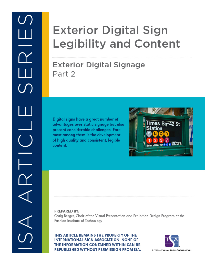 Exterior Digital Signage, Article Series: Part 2 Exterior Digital Signs Legibility and Content
